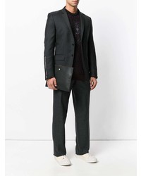 Мужской черный кожаный мужской клатч с украшением от Versace