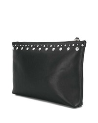 Мужской черный кожаный мужской клатч с украшением от Alexander McQueen