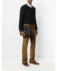 Мужской черный кожаный мужской клатч от Prada