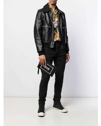 Мужской черный кожаный мужской клатч от Versace Jeans