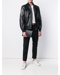 Мужской черный кожаный мужской клатч от Salvatore Ferragamo