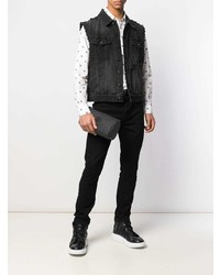 Мужской черный кожаный мужской клатч от Versus