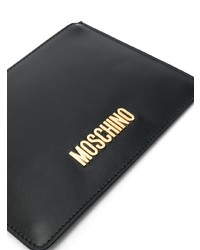 Мужской черный кожаный мужской клатч от Moschino