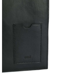 Мужской черный кожаный мужской клатч от AMI Alexandre Mattiussi