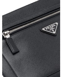 Мужской черный кожаный мужской клатч от Prada