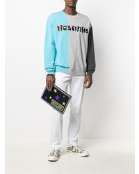 Мужской черный кожаный мужской клатч от Moschino