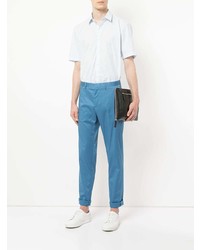 Мужской черный кожаный мужской клатч от Cerruti 1881