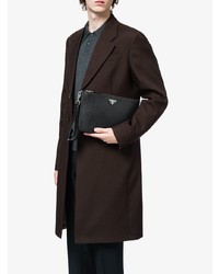 Мужской черный кожаный мужской клатч от Prada