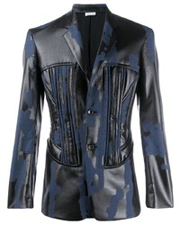 Мужской черный кожаный пиджак с принтом от Comme Des Garcons Homme Plus