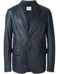Мужской черный кожаный пиджак от Armani Collezioni