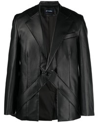 Мужской черный кожаный пиджак от AV Vattev