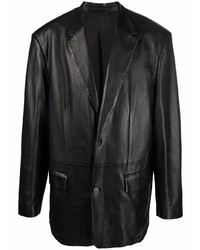 Мужской черный кожаный пиджак от Balenciaga