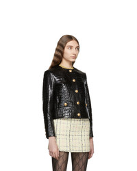 Женский черный кожаный пиджак от Gucci