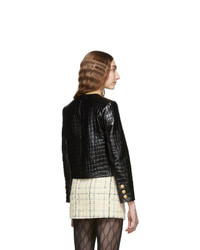 Женский черный кожаный пиджак от Gucci