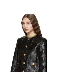 Женский черный кожаный пиджак от Gucci