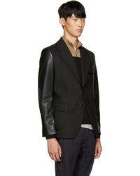 Мужской черный кожаный пиджак от Junya Watanabe