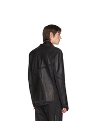 Мужской черный кожаный пиджак от Sulvam