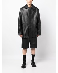Мужской черный кожаный пиджак от Raf Simons