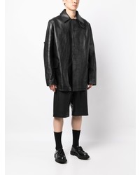 Мужской черный кожаный пиджак от Raf Simons