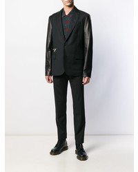 Мужской черный кожаный пиджак от John Richmond