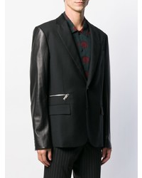 Мужской черный кожаный пиджак от John Richmond