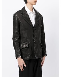 Мужской черный кожаный пиджак от Yohji Yamamoto