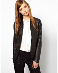 Женский черный кожаный пиджак от Denham