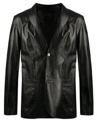 Мужской черный кожаный пиджак от Desa 1972