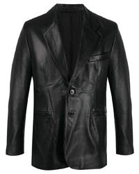 Мужской черный кожаный пиджак от Ernest W. Baker