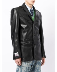 Мужской черный кожаный пиджак от Boramy Viguier