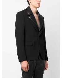 Мужской черный кожаный пиджак от Moschino