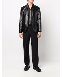 Мужской черный кожаный пиджак от Reveres 1949