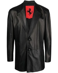 Мужской черный кожаный пиджак от Ferrari