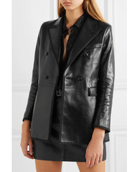 Женский черный кожаный пиджак от Saint Laurent