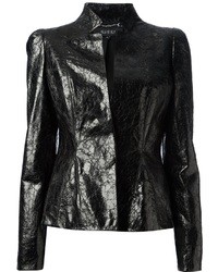 Женский черный кожаный пиджак от Gucci