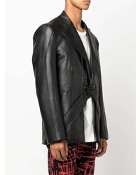 Мужской черный кожаный пиджак от AV Vattev