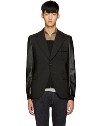 Мужской черный кожаный пиджак от Junya Watanabe