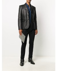 Мужской черный кожаный пиджак от Saint Laurent