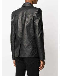 Мужской черный кожаный пиджак от Saint Laurent