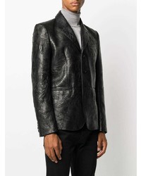 Мужской черный кожаный пиджак от Saint Laurent