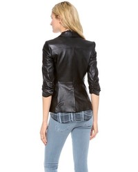 Женский черный кожаный пиджак от Elizabeth and James