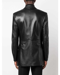 Мужской черный кожаный пиджак от Bally
