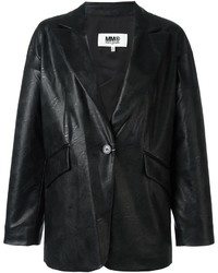 Женский черный кожаный пиджак от MM6 MAISON MARGIELA