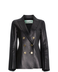 Женский черный кожаный пиджак от Off-White