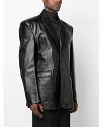 Мужской черный кожаный пиджак от Vetements