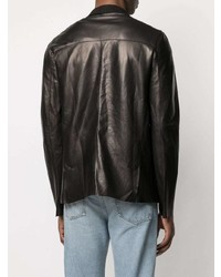 Мужской черный кожаный пиджак от Salvatore Santoro