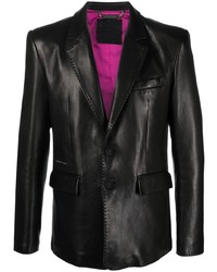 Мужской черный кожаный пиджак от Philipp Plein