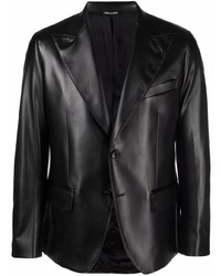 Мужской черный кожаный пиджак от Reveres 1949