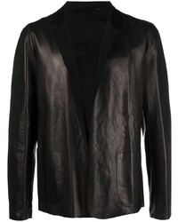 Мужской черный кожаный пиджак от Salvatore Santoro