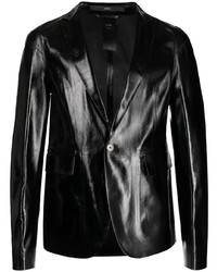Мужской черный кожаный пиджак от SAPIO